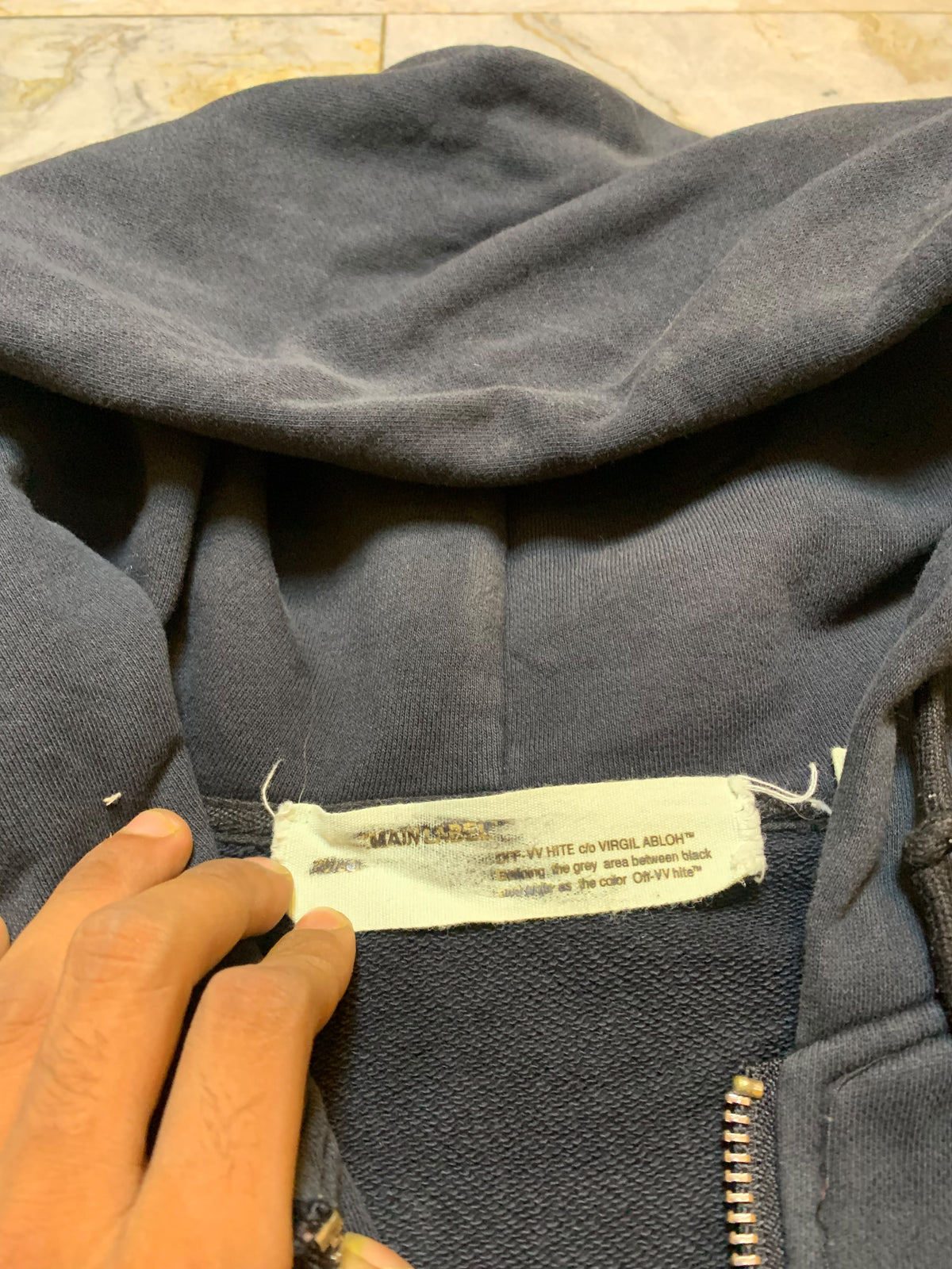 OFF WHITE MAIN LABEL VINTAGE HOODIE ZIPPER