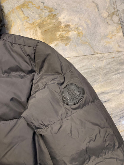 Moncler logo patch on the left sleeve, resembling a Moncler down jacket. [1]