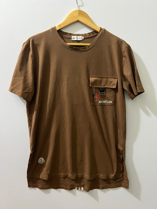 Moncler cotton crewneck T-shirt from Moncler features a prominent utility patch pocket